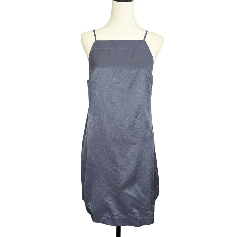 Madewell Gray Slip Dress Spaghetti Strap Square‎ Neck Mini A Line Size 8